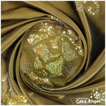 SEDA TAFETÁN VERDE CON LENTEJUELAS SERIE GHANDARA 150cm