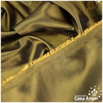 SEDA TAFETÁN VERDE CON LENTEJUELAS SERIE GHANDARA 150cm