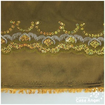 SEDA TAFETÁN VERDE CON LENTEJUELAS SERIE GHANDARA 150cm