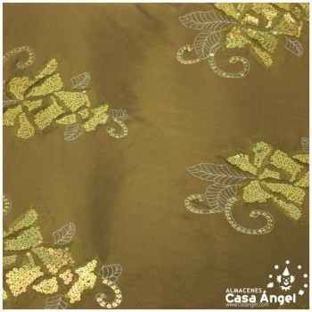 SEDA TAFETÁN VERDE CON LENTEJUELAS SERIE GHANDARA 150cm