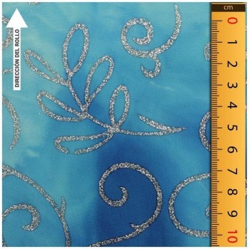 LYCRA TURQUESA DEGRADÉ ESTAMPADA GLITTER SERIE BONSAI 150cm