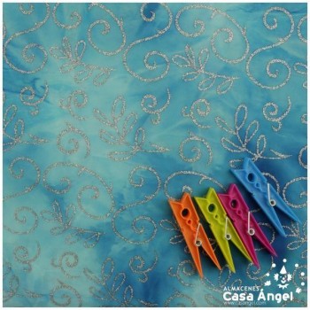 LYCRA TURQUESA DEGRADÉ ESTAMPADA GLITTER SERIE BONSAI 150cm