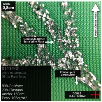 LYCRA VERDE DEGRADÉ ESTAMPADA GLITTER SERIE BONSAI 150cm