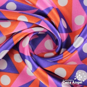 RASO MULTICOLOR CON ESTAMPADO DE TRIÁNGULOS Y LUNARES ANCHO 150cm