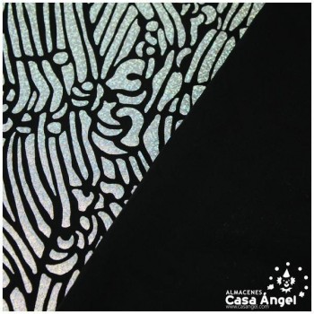 TELA DE DANZA NEGRA CON ESTAMPADO HOLOGRÁFICO SERIE FERRI 140cm