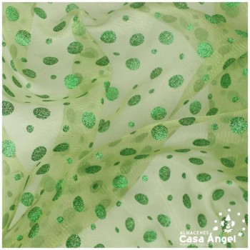 GASA VERDE CON LUNARES DE ESCARCHA SERIE ADA 150cm
