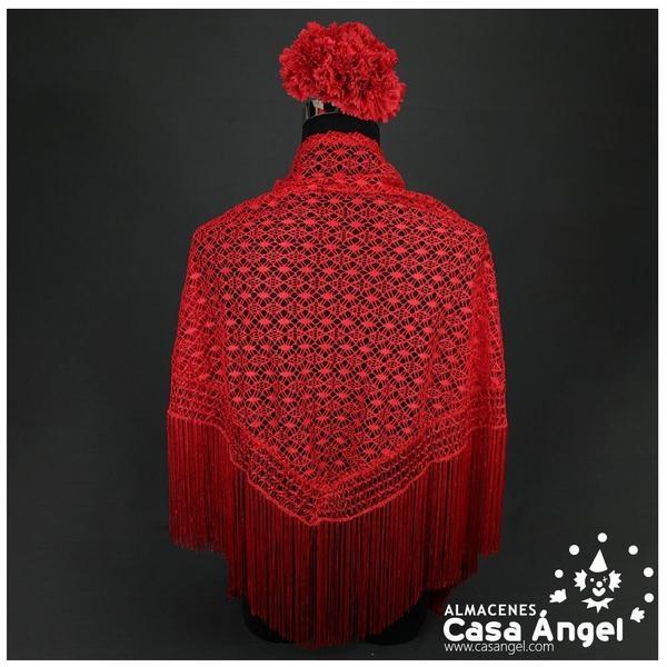 MANTÓN DE ENCAJE DE HILO ROJO ADULTO