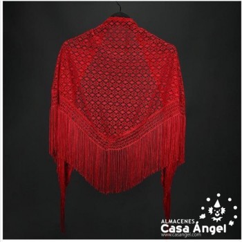 MANTÓN DE ENCAJE DE HILO ROJO ADULTO