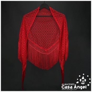 MANTÓN DE ENCAJE DE HILO ROJO ADULTO