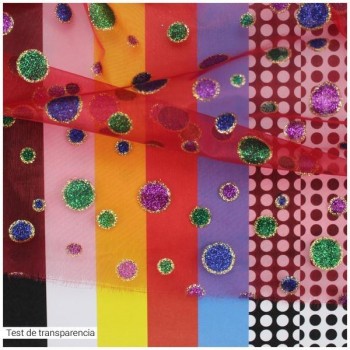 ORGANZA ROJA CON LUNARES GLITTER SERIE TULES DOTS 150cm