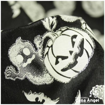 FANTASÍA NEGRA CON ESTAMPADO HALLOWEEN DE CALABAZAS 150cm