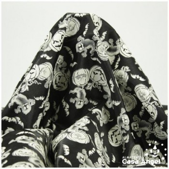 FANTASÍA NEGRA CON ESTAMPADO HALLOWEEN DE CALABAZAS 150cm