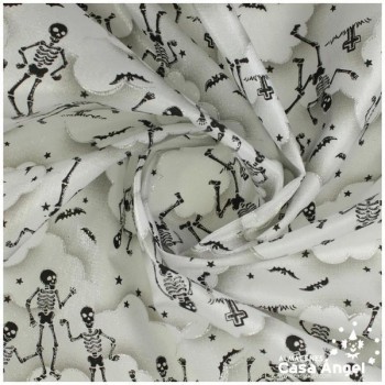 FANTASÍA BLANCA CON ESTAMPADO HALLOWEEN DE ESQUELETOS 150cm