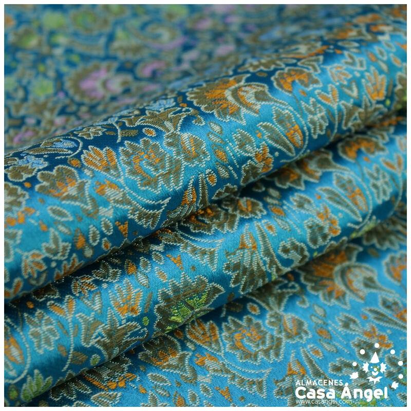 BROCADO FLORES ÉPOCA SERIE GINA COLOR TURQUESA