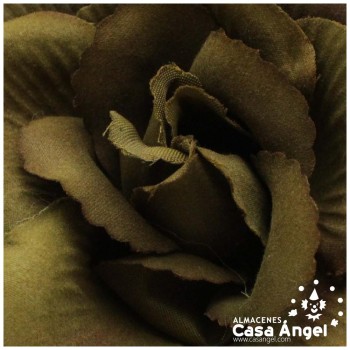 ROSA FLAMENCA EN COLORES CAMEL Y VERDE CAZA 10cm