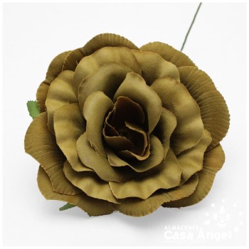 ROSA FLAMENCA EN COLORES CAMEL Y VERDE CAZA 10cm