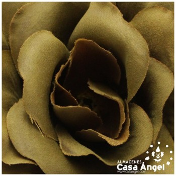 ROSA FLAMENCA EN COLORES CAMEL Y VERDE CAZA 10cm