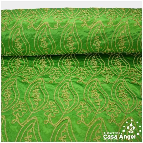 RASO VERDE BORDADO CON FILIGRANAS DE PASAMANERÍA 115cm