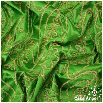 RASO VERDE BORDADO CON FILIGRANAS DE PASAMANERÍA 115cm