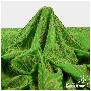 RASO VERDE BORDADO CON FILIGRANAS DE PASAMANERÍA 115cm
