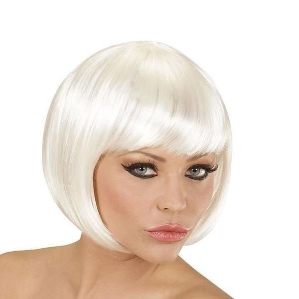 PELUCA LISA MEDIA MELENA BLANCA