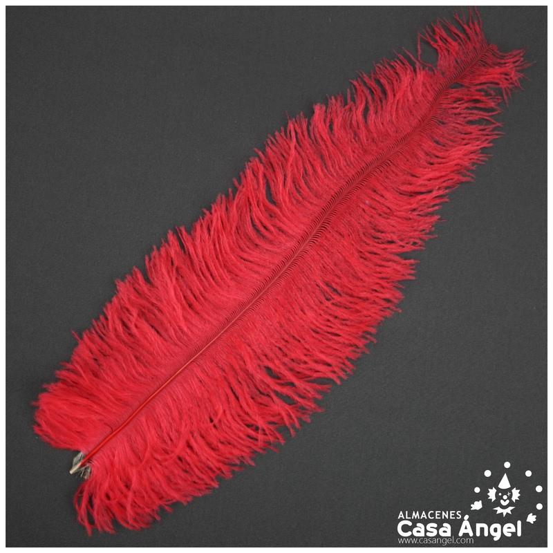 PLUMA DE AVESTRUZ ROJA WING FLOSS 35-45cm