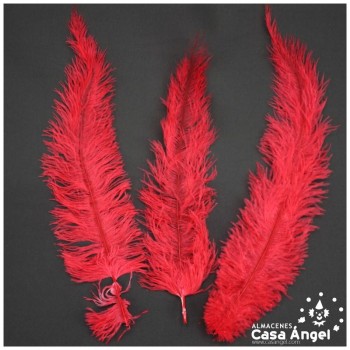 PLUMA DE AVESTRUZ ROJA WING FLOSS 35-45cm