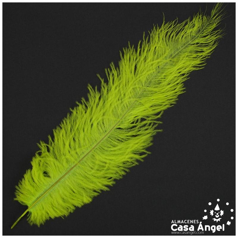 PLUMA DE AVESTRUZ VERDE FLÚOR WING FLOSS 35-45cm