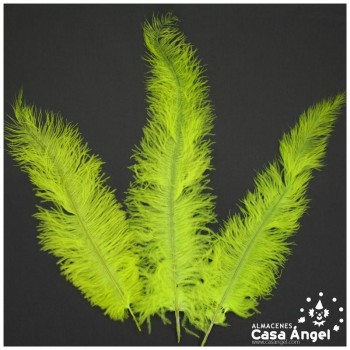 PLUMA DE AVESTRUZ VERDE FLÚOR WING FLOSS 35-45cm