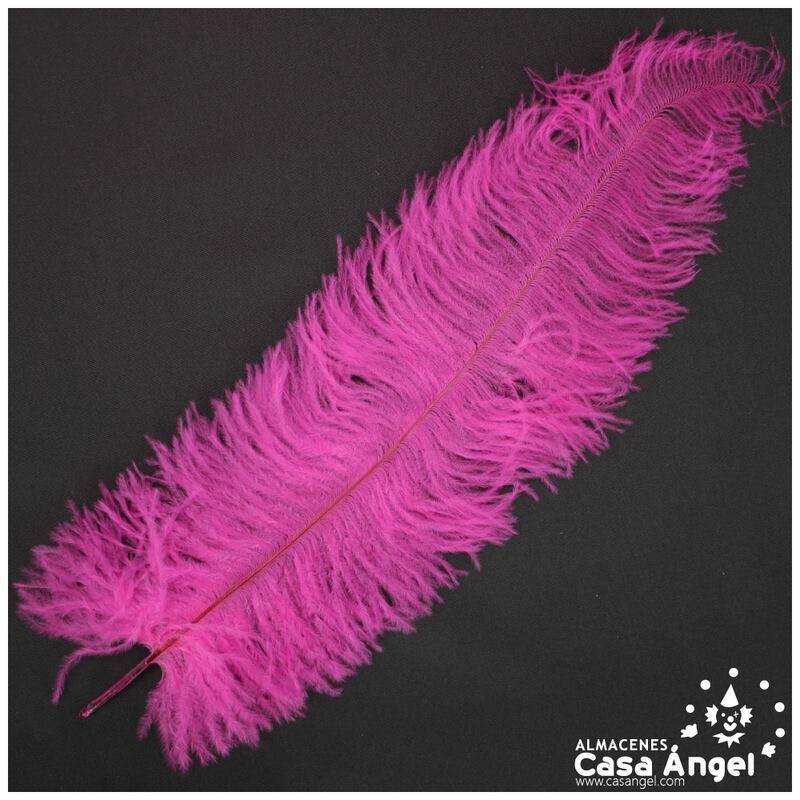 PLUMA DE AVESTRUZ FUCSIA FLÚOR WING FLOSS 35-45cm