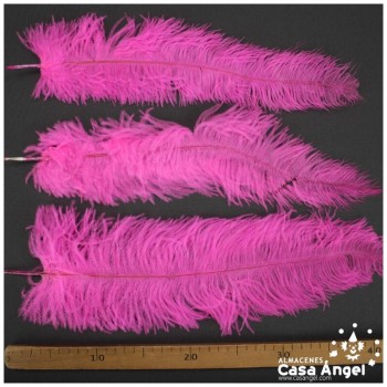 PLUMA DE AVESTRUZ FUCSIA FLÚOR WING FLOSS 35-45cm