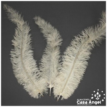 PLUMA DE AVESTRUZ BEIGE WING FLOSS 35-45cm
