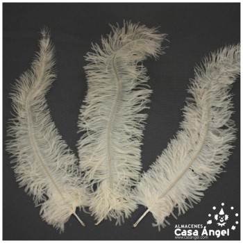 PLUMA DE AVESTRUZ BEIGE WING FLOSS 35-45cm