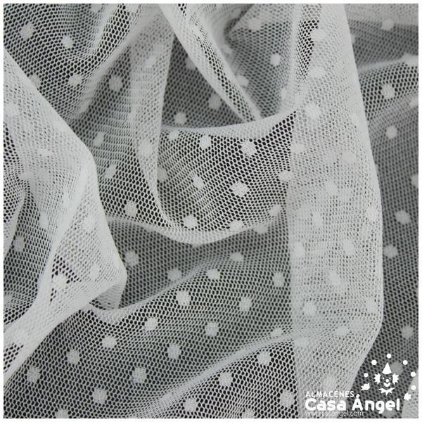 TUL CON TOPO PLUMETI BLANCO SERIE EDNA 150cm