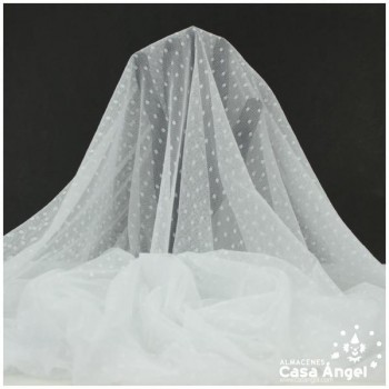 TUL CON TOPO PLUMETI BLANCO SERIE EDNA 150cm