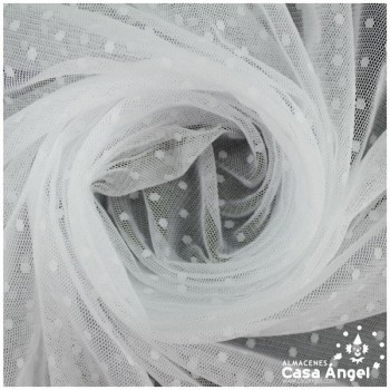 TUL CON TOPO PLUMETI BLANCO SERIE EDNA 150cm