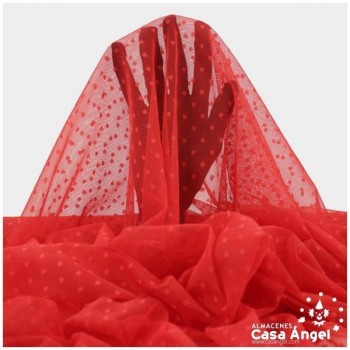 TUL CON TOPO PLUMETI ROJO SERIE EDNA 150cm