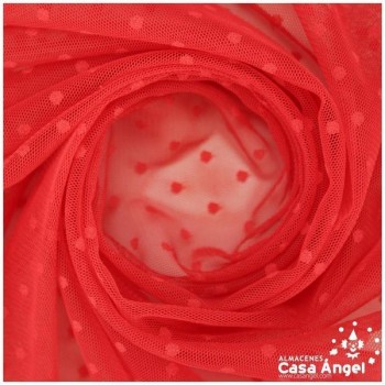 TUL CON TOPO PLUMETI ROJO SERIE EDNA 150cm