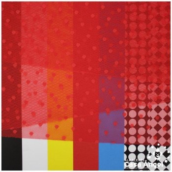 TUL CON TOPO PLUMETI ROJO SERIE EDNA 150cm