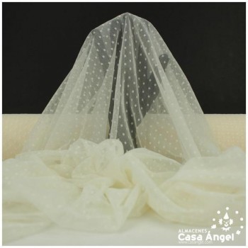TUL CON TOPO PLUMETI CRUDO SERIE EDNA 150cm