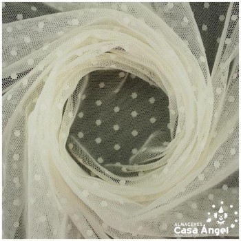 TUL CON TOPO PLUMETI CRUDO SERIE EDNA 150cm