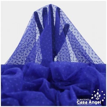 TUL CON TOPO PLUMETI AZUL SERIE EDNA 150cm