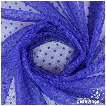 TUL CON TOPO PLUMETI AZUL SERIE EDNA 150cm