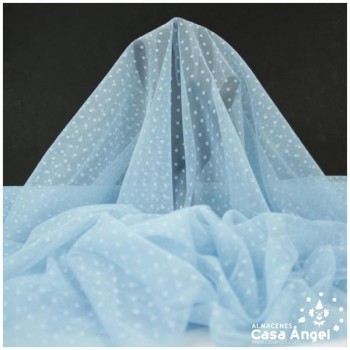 TUL CON TOPO PLUMETI CELESTE SERIE EDNA 150cm