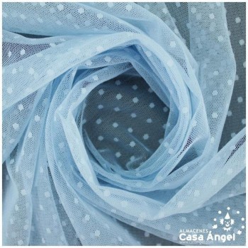 TUL CON TOPO PLUMETI CELESTE SERIE EDNA 150cm