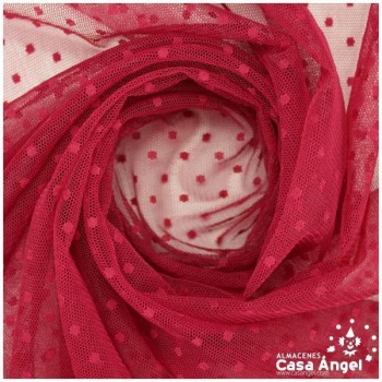 TUL CON TOPO PLUMETI ROJO RUBÍ SERIE EDNA 150cm