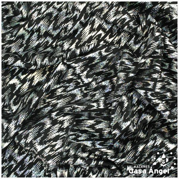LYCRA NEGRA ESTAMPADA DE MANCHAS IRISADAS SERIE VENICE 150cm