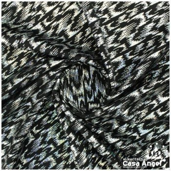 LYCRA NEGRA ESTAMPADA DE MANCHAS IRISADAS SERIE VENICE 150cm