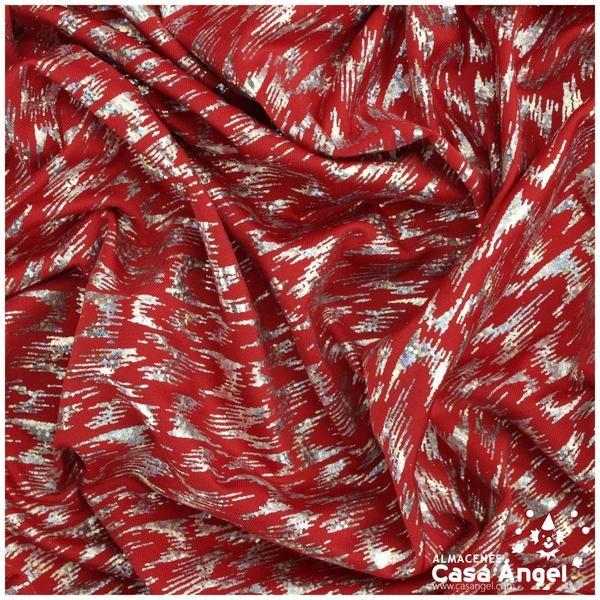LYCRA ROJA ESTAMPADA DE MANCHAS IRISADAS SERIE VENICE 150cm