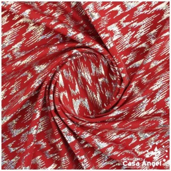 LYCRA ROJA ESTAMPADA DE MANCHAS IRISADAS SERIE VENICE 150cm